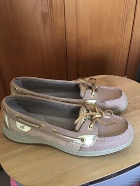 Sperry Women's Tan & Gold Leather Boat Shoes